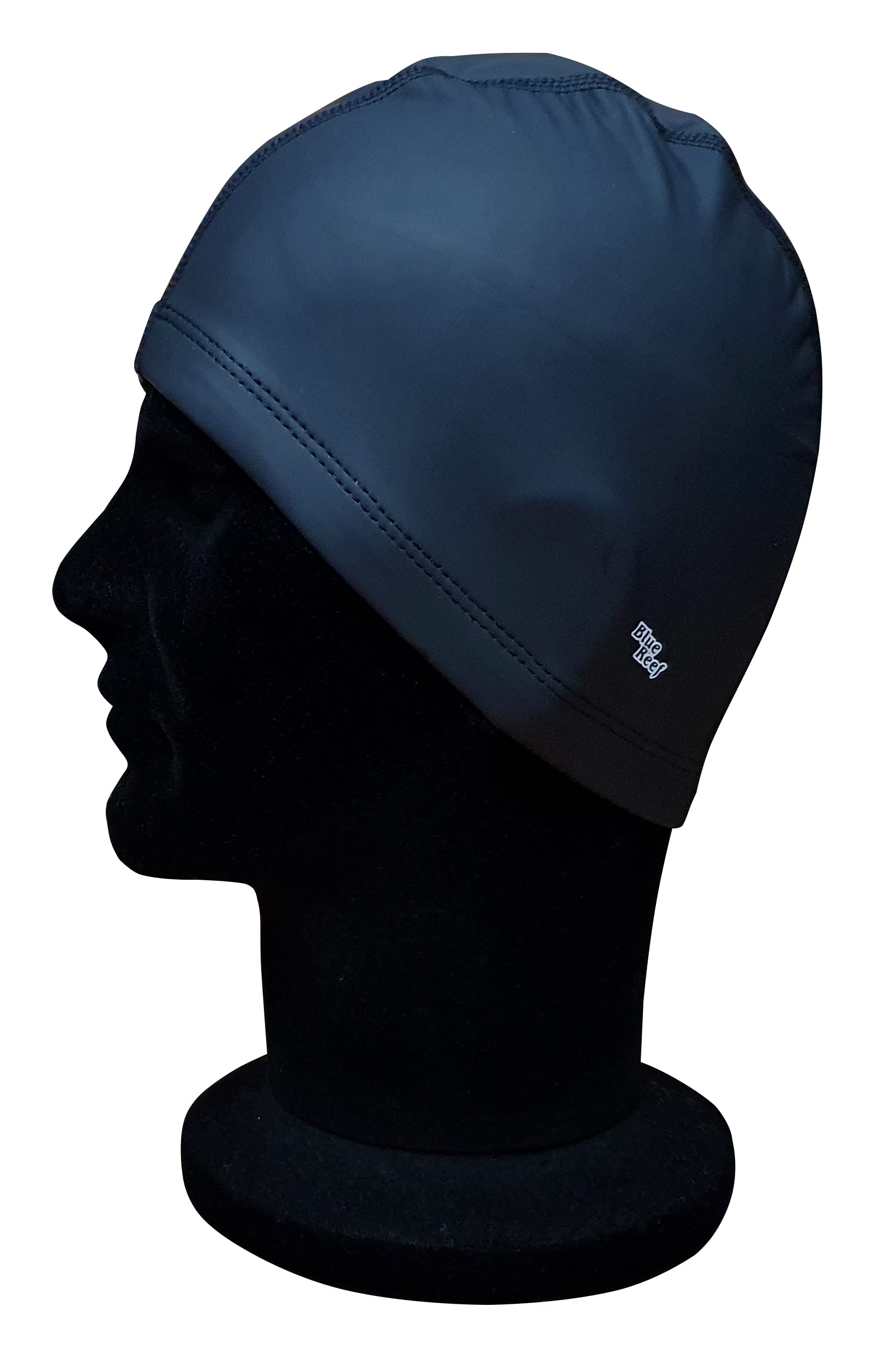 Blue Reef Elasticated Stretchy Anti Tear Easy Fit Plain Deluxe Pull On Swimming Hat Swim Cap One Size Suitable For All Ages 3+ Years (Black)