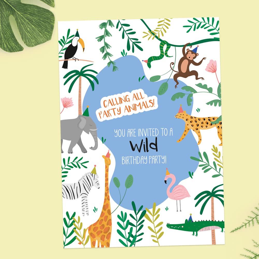 Dotty about Paper Kids Birthday Invitations - Go Wild Safari - Pack of 10 (3175)