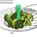Vremi Collapsible Vegetable Steamer Basket- Food Safe Round Stainless Steel Steaming Tray - Fits Large and Small Pans, Pots, Instant Pressure Cookers - Extendable Handle and Silicone Feet - Green