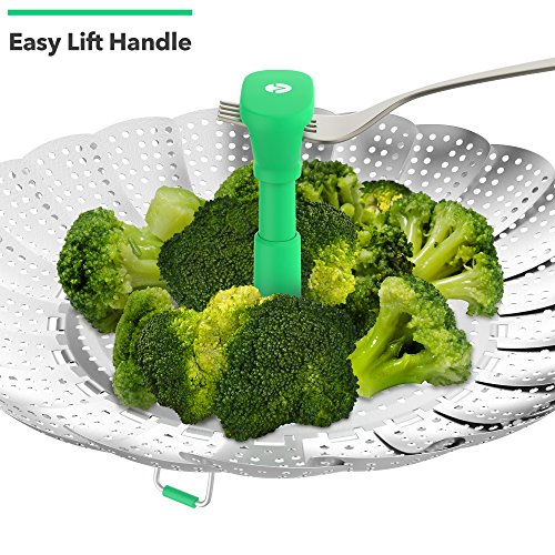 image for Vremi Collapsible Vegetable Steamer Basket- Food Safe Round Stainless 
