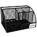 RosyMyth Wire Mesh Desk Organizer with 6 Compartments+ Drawer | The Mesh Collection,Perfect for Office, Students, or Home,Black
