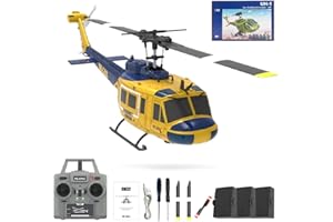 rcxperts RC ERA C032 RC Helicopter, 1/48 Scale 2.4G 6CH UH-1 Huey Flybarless RC Helicopter, 6-Axis Gyroscope Stabilization, with Altitude Hold & 3D Inverted Flight for Adults Enthusiasts, 3 Battery