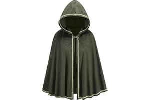 GRAJTCIN Renaissance Medieval Hooded Cape Adult Velvet Cloak Halloween Party Victorian Capelet for Women