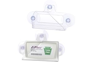 NuBliss EZ Pass Holder for Windshield – Strong 3 Suction Cups Transponder Holder for Car – Fits EZPass Mini & iPass – UV & Water Resistant – Clear