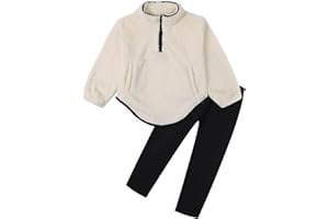 Ochine Toddler Girl Clothes 2Pcs Set, Half Zip Fleece Top & Pants Fall Winter Outfits with Pocket Girls Fleece Jacket 18M-7T