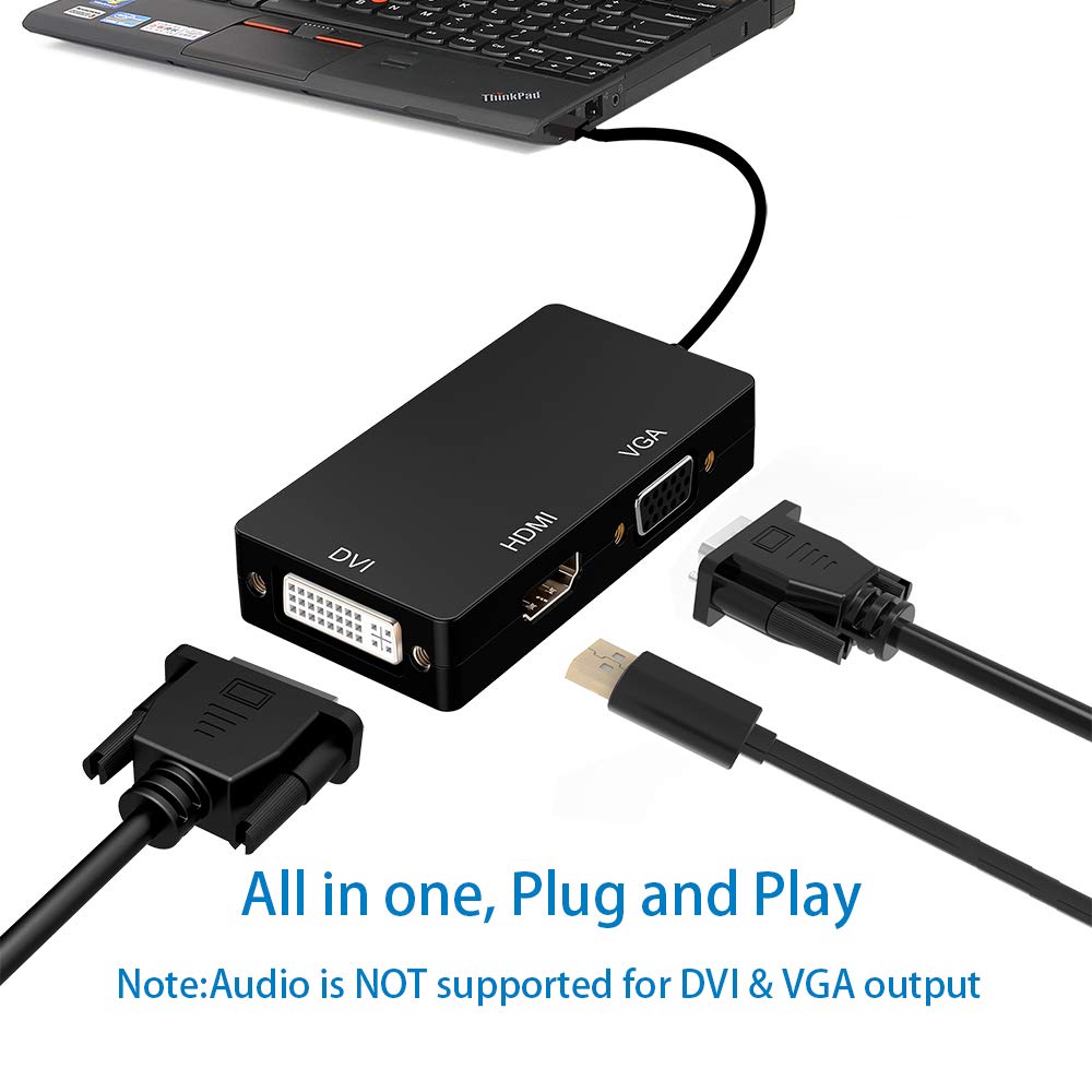 ABLEWE Mini DisplayPort to HDMI VGA DVI Adapter, 4K Mini DP Thunderbolt Video Display Converter for MacBook Air Microsoft Surface Pro 3/4 Surface Book ThinkPad Google Chromebook