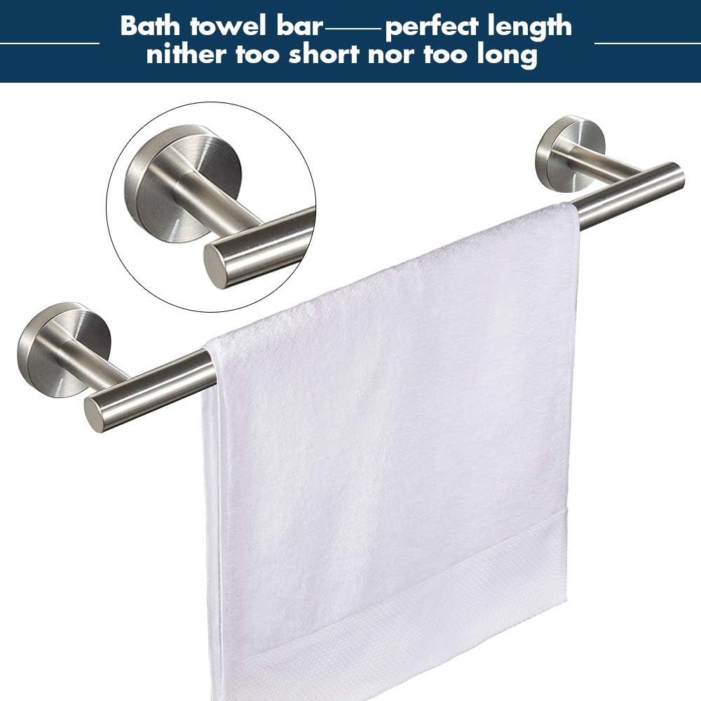TocTen 5 Piece Bathroom Hardware Set SUS304 Thicken Stainless Steel-Towel Rack Set Include 16" Hand Towel Bar+Toilet Paper Holder+3Robe Towel Hooks Bathroom Accessories Towel Bar Set (Brushed Nickel): Home & Kitchen