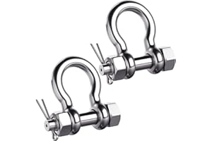 RiaYer Black Bow Shackle, 316 Stainless Steel Marine Grade Anchor Shackle with Cotter Pin, Heavy Duty Boat Rigging Shackle