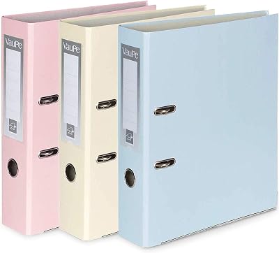 Office Centre 3 Pack Pastel A4 75mm Lever Arch Folders Large 500 Sheets