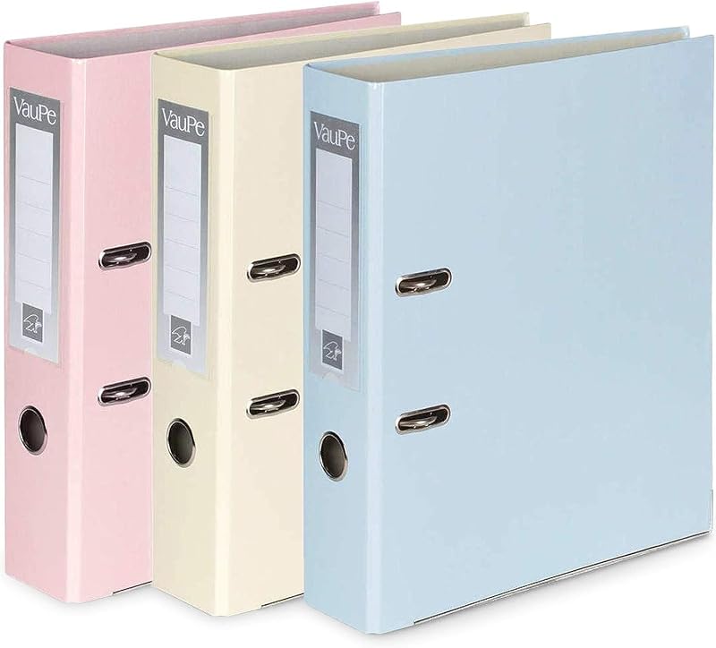 Office Centre 3 Pack Pastel A4 75mm Lever Arch Folders Large 500 Sheets