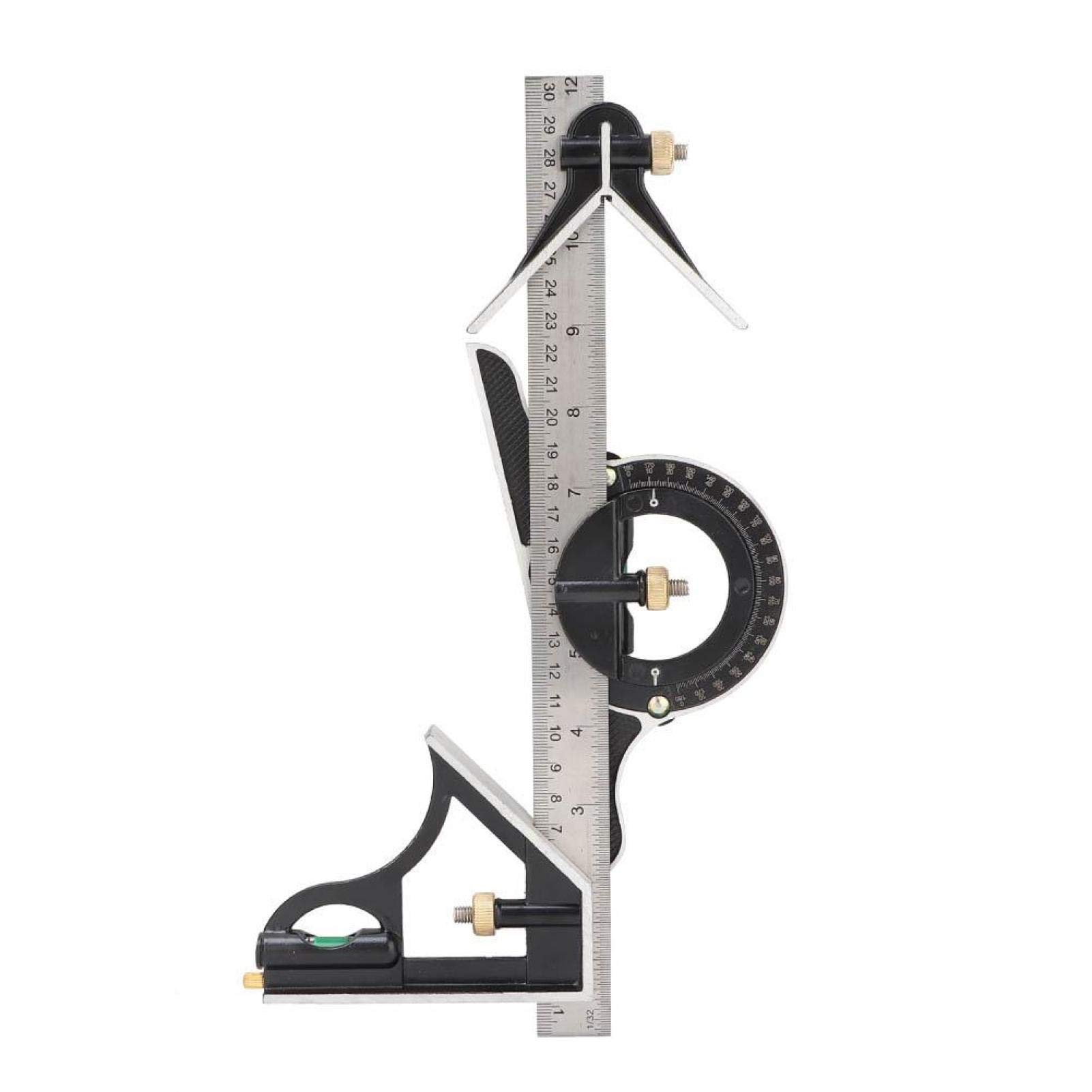 Stainless steelt square ruler Adjustable sliding combination Square Square Ruler & Protractor Level Measure Measuring Set, Stainless steelt Angle Ruler 0-180° Combination Tri Square 0.01 Protractor