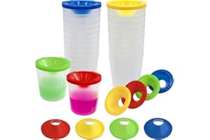 MENINTOG No Spill Paint Cups, 24pcs Paint Cups with Lids for Kids Suitable for Kids Paint, Spill Proof Paint Cups are Ideal for Classroom Art Supplies and Crafts, Durable Paint Cups with Lids(4 Colors)