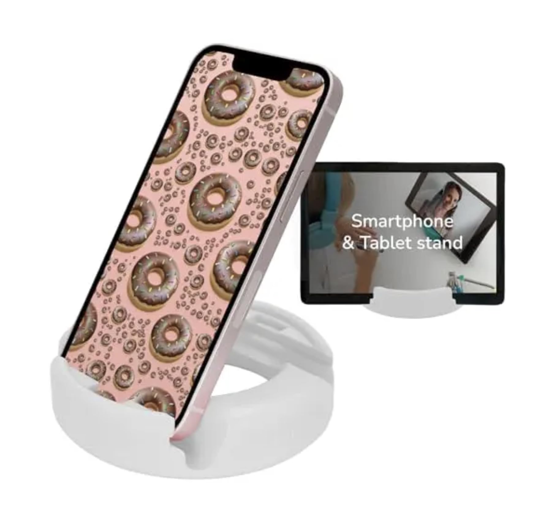 GoDonut Original – Smartphone and Tablet Stand – Compatible with Devies UP to 0.5" Thick Including Protective Cases - for use at Work, at Home, Travel and on-the-go - White