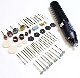 DYNAMIC High-Speed Rotary Tool | Cordless 3.6V | 10,000 RPM | 60 Accessories | Engraving, Sanding, Buffing | 2.25" (5.7 cm) x 8.75" (22.2 cm) Carrying Case