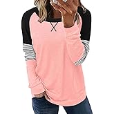 ONLYSHE Womens Crewneck Sweatshirt Casual Loose Fitting Tops Long Sleeve T Shirt