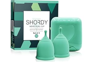 SHORDY Reusable Menstrual Cup (Small) Set of 2 with Mini Box, 100% Soft Silicone, Coupe Menstruelle, Safe Period Cup, Light Flow Kit, Feminine Hygiene, Tampons, Pads & Disc Alternative
