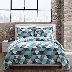 Amazon.com: 3 Piece Blue Grey White Black Geometric