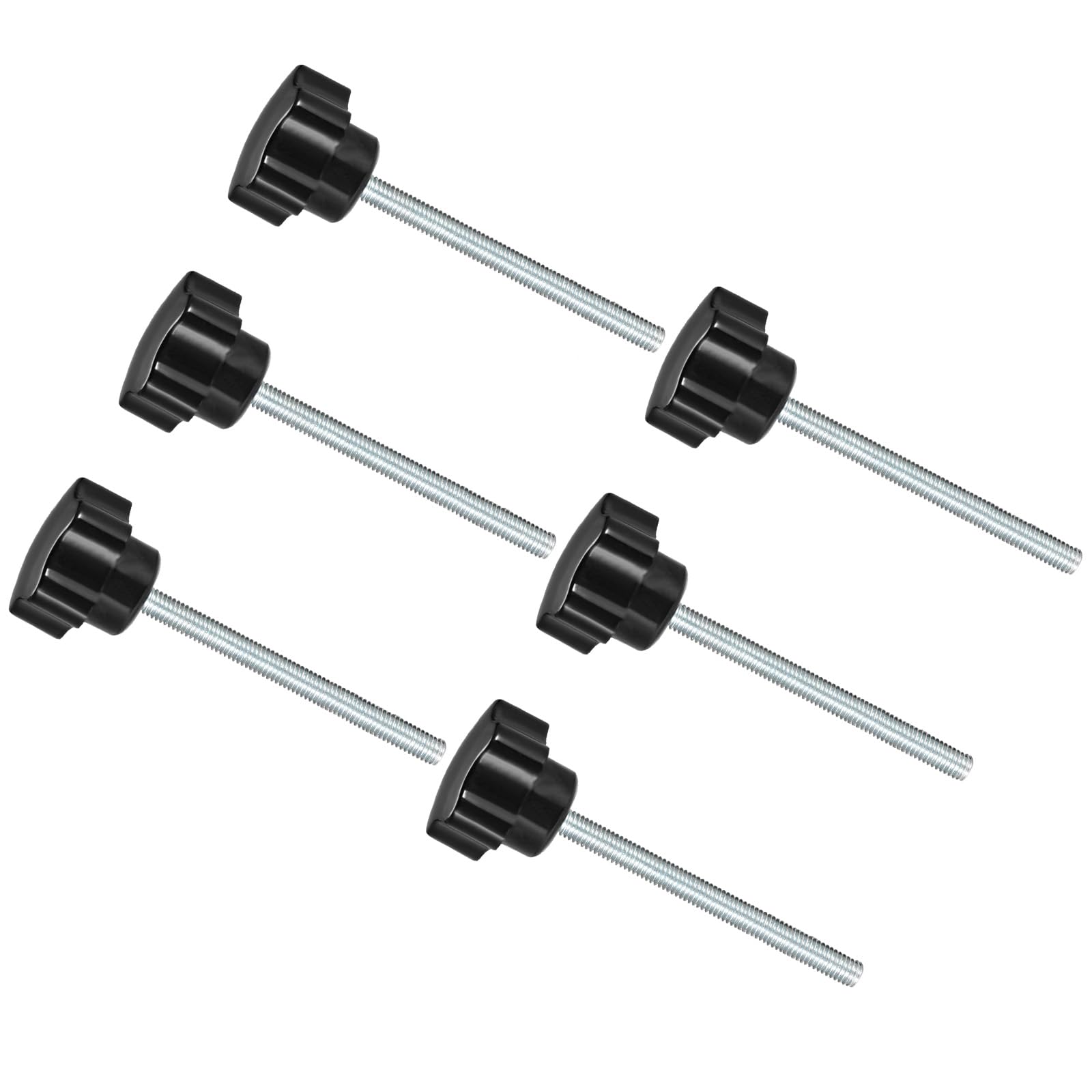 CoCud Star Clamping Knobs, M6 x 70mm Male Thread 30mm Head, Plastic Thumb Screw Grip Hand Knobs Threaded Bolt Black - (Applications: for Lathe Machinery), 6-Pieces