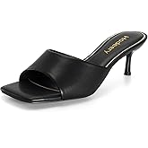 Hodeery Kitten Heels for Women Short Heel Sandals Slip On Low Heels Square Open Toe 2.17 Inch Casual Dress Comfortable Shoes