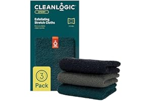 Cleanlogic Body Exfoliating Cloth, Stretchy Sport Exfoliator Bath and Shower Washcloths Ideal for Post-Workout Cleanse, Daily Skincare Tool, 3 Count Value Pack