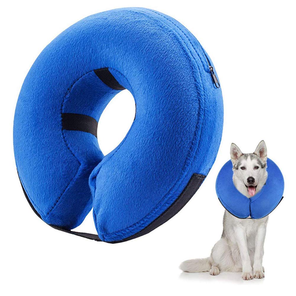 FXxswey Inflatable Recovery Collar Adjustable Protective Collar for Dogs Comfortable Healing Cone (L, Neck:38-50cm)