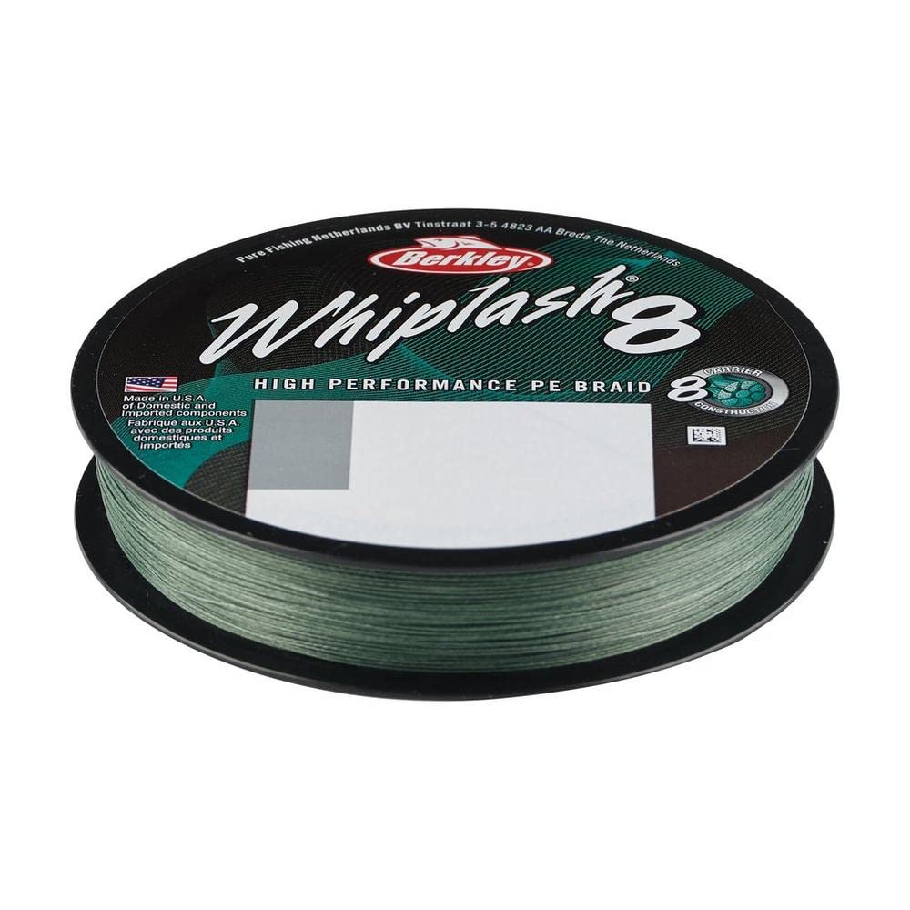 Berkley Whiplash8, Fishing Line, Superline, , Predator Fishing, Pike, Perch, Zander, Trout, Unisex, Moss Green, 0.16mm | 20.9kg | 46lb | 165yd