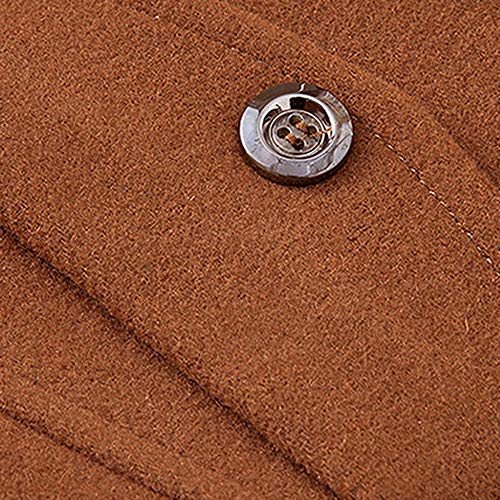 iYYVV Mens Casual Wool Trench Coat Fashion Business Long Thicken Slim Overcoat Jacket Coffee - Thumbnail 5