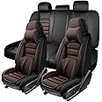 5 Seat Covers for Toyota FJ Cruiser 2007-2014,Premium Nappa Leather Car Seat Covers Car Seat Cushions,Waterproof Soft Seat Covers for Cars,Interior Accessories Airbag Compatible（Luxury-Black&Coffee）
