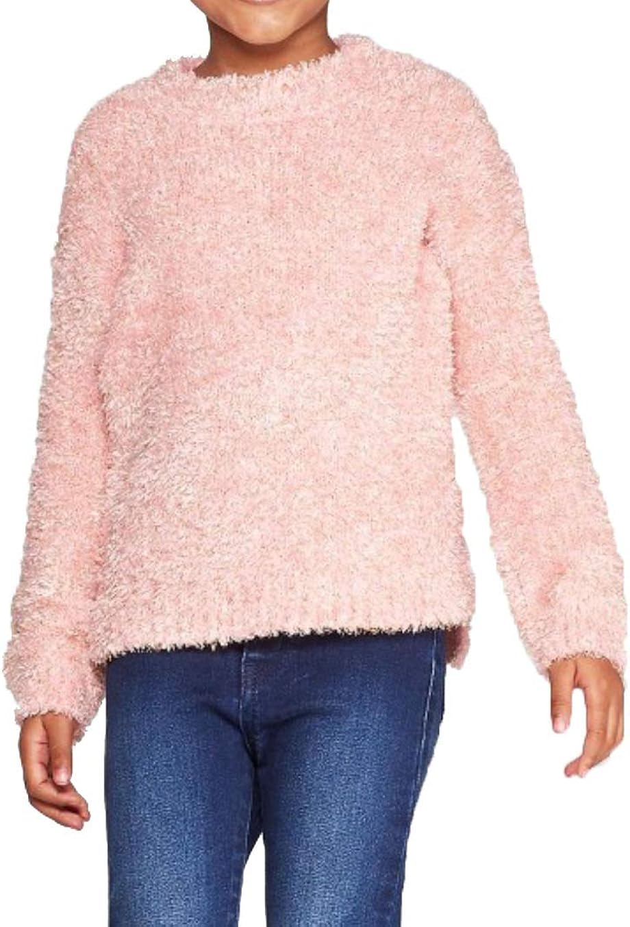Cat & Jack Toddler Girls' Fluffy Textured Pullover Sweater Light Pink (4T) Clothing