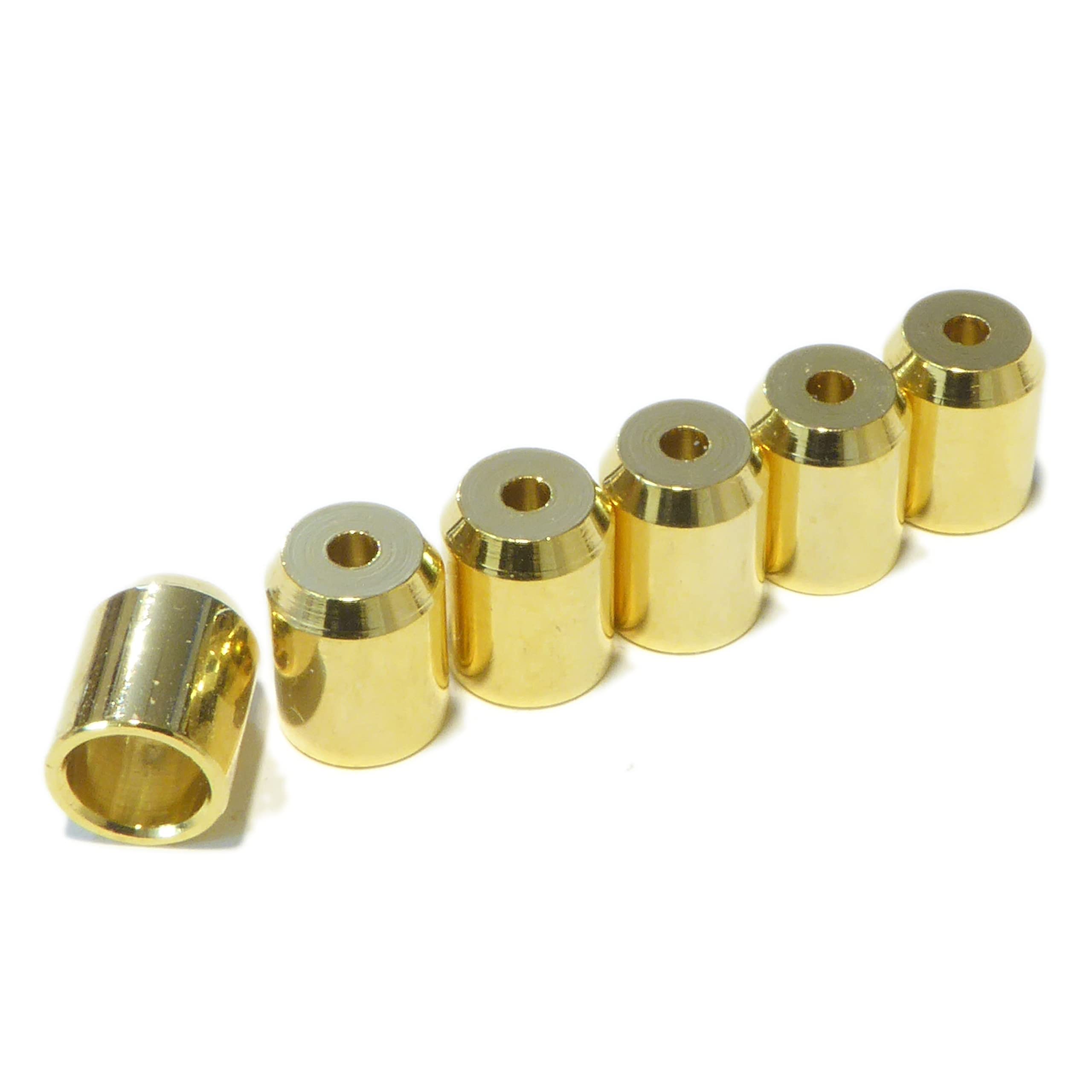 Set of 6 guitar string bushes/ferrules in gold 8mm dia