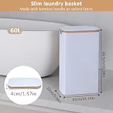 iEGrow 60L Washing Basket with Removable Inner Bag Bamboo Handles White view 2