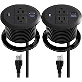 Meeoueoiu Desk Power Grommet,2 Pack,PD 20W Fast Charging USB C,Flush-Mount,Round Recessed Power Outlet,for Desk Couch End Tab