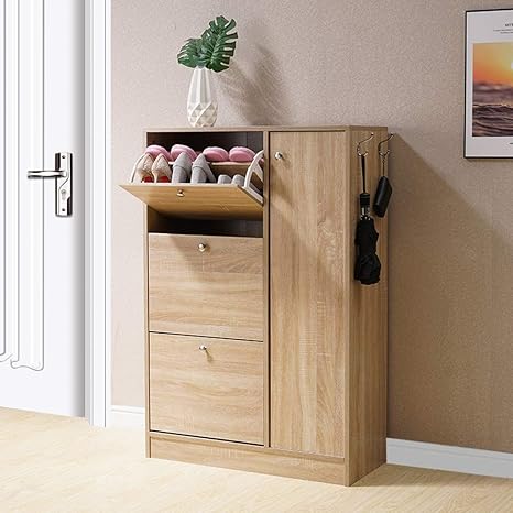 Homjoy Modern Design Shoe Cabinet Wooden Shoe Rack Cupboard