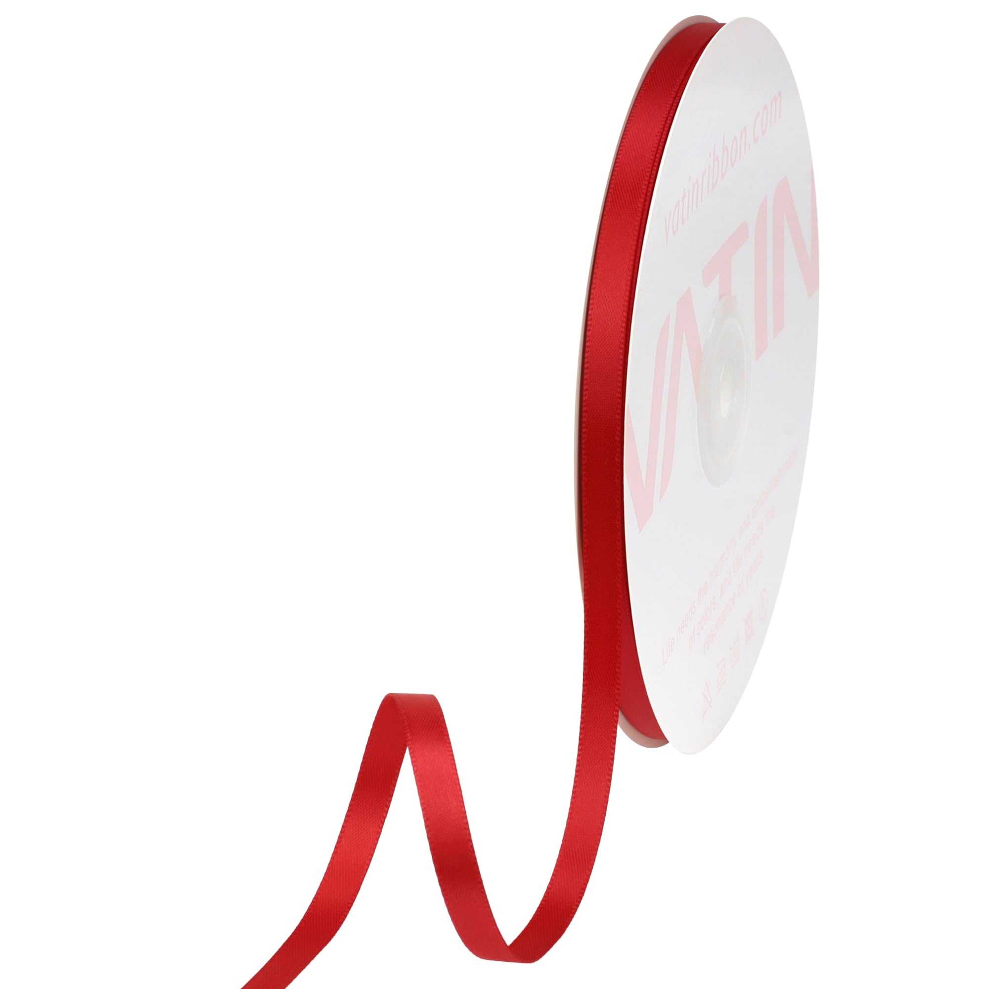 Photo 1 of VATIN 1/4 inches Double Faced Red Polyester Satin Ribbon - 50 Yards for Gift Wrapping Ornaments Party Favor Braids Baby Shower Decoration Floral Arrangement Craft Supplies