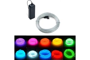 MIYOKA El Wire Neon Lights with Battery Pack, Portable Battery-Powered Wire Drive with 3 Modes, 5m/16ft Suitable for Home,Kitchen,Party,Halloween Decoration(Ice Blue)