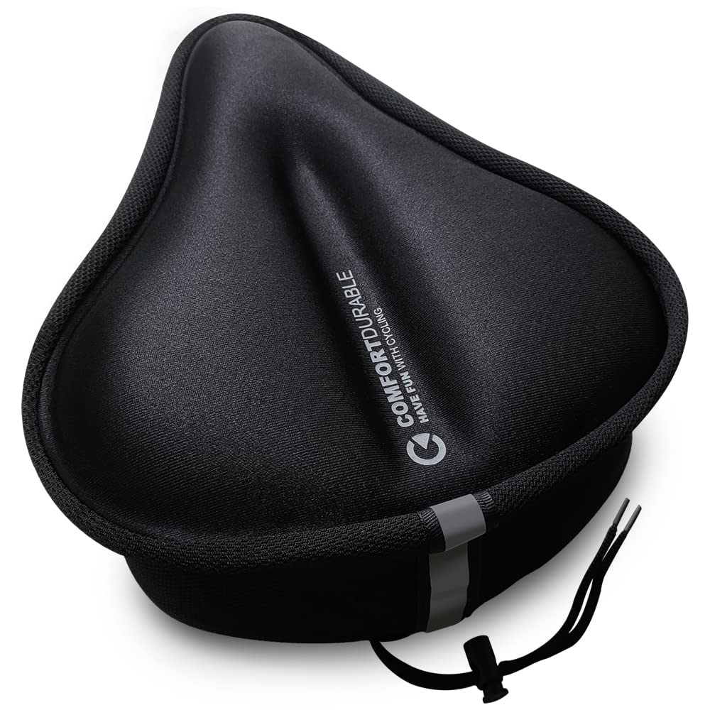 SMBZOMI Bike Seat Cushion, 28 * 25 cm, Gel Padded Bicycle Saddle Cover Comfortable, Compatible with Peloton, Adjustable for Men & Women Comfort on Mountain Stationary Exercise, Road Bicycle Seats