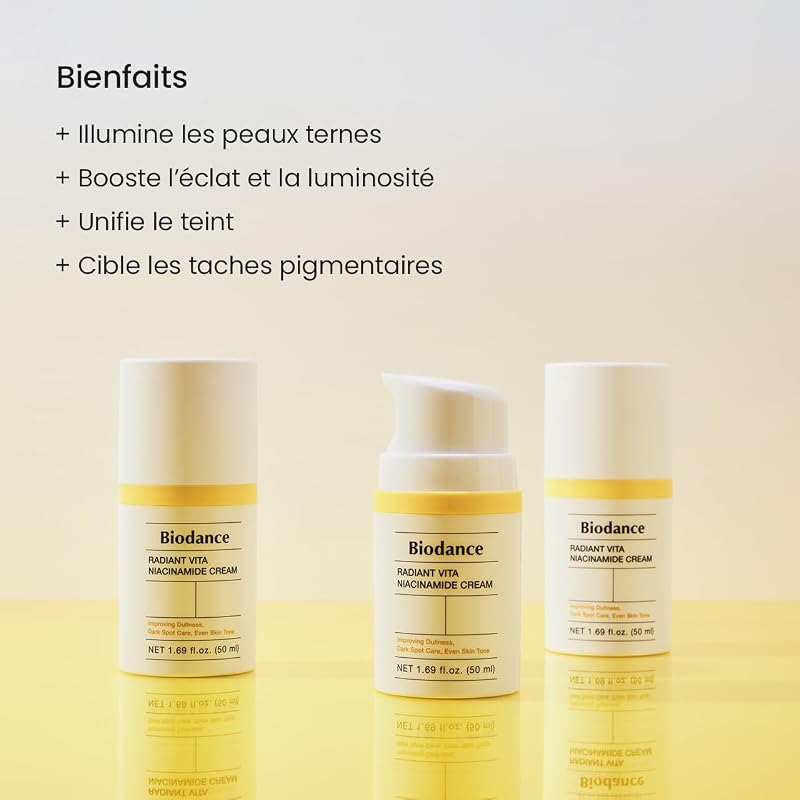 Radiant Vita Niacinamide Cream, Crème Visage Hydratante, Éclat du Teint et Soin des Taches, K-Beauty Coréenne, Idée Cadeau pour Femme, 50 ml