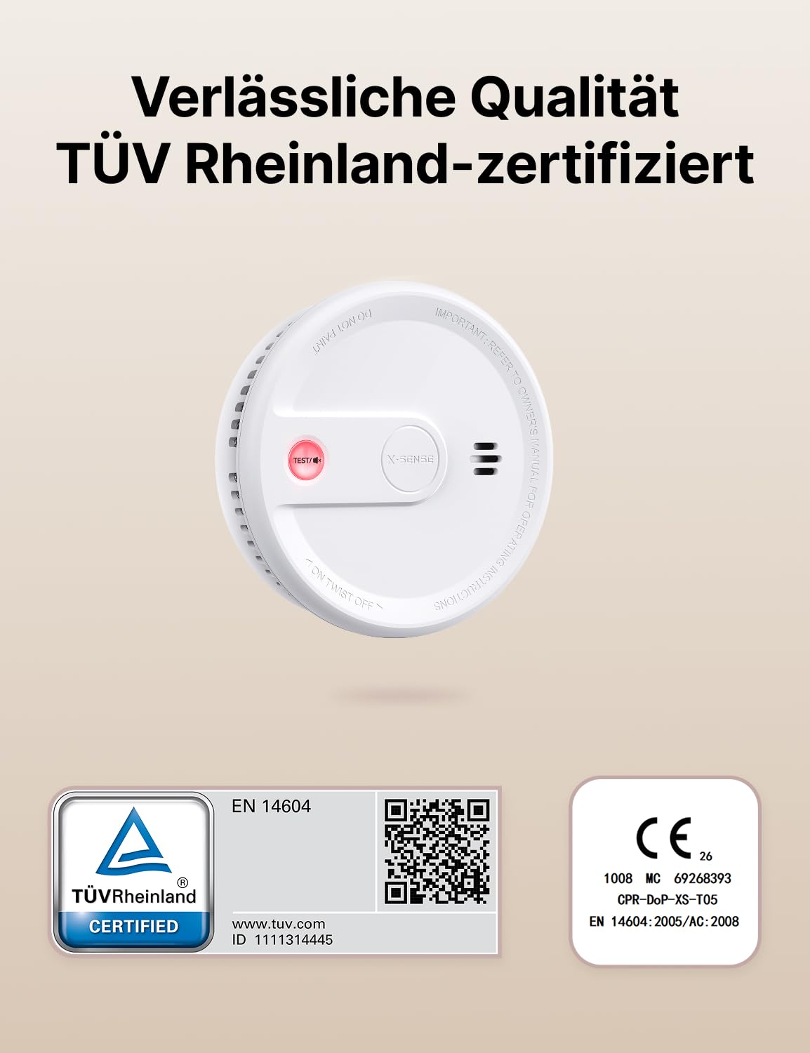 X-Sense Rauchmelder mit 10-Jahres-Batterie, Zertifiziert nach EN 14604, Brandmelder mit Magnethalterung, Standby ohne LED-Blinksignal, Test-/Stummschaltungstaste, ultraschlank, XS0G-SN, 6 Stück 2