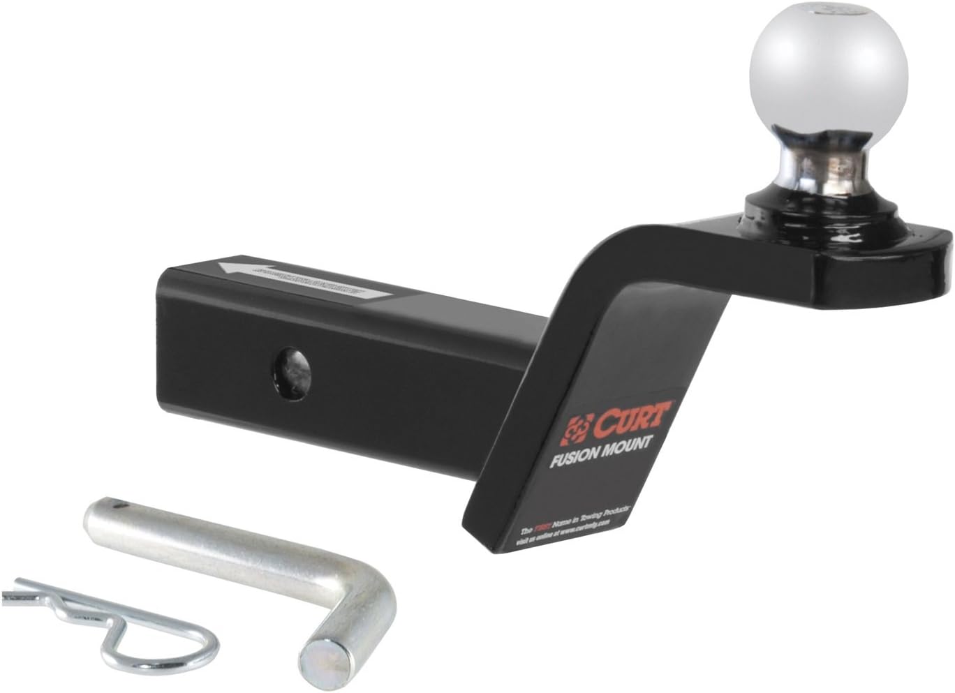 CURT 45155 Fusion Trailer Hitch Mount with 2-Inch Ball & Pin, Fits 2-In Receiver, 7,500 lbs, 2" Rise: Automotive