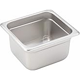 Winco 1/6 Size 4" Deep Metal Food Pan/Steam Table Pan, Anti-Jam, 22 Gauge