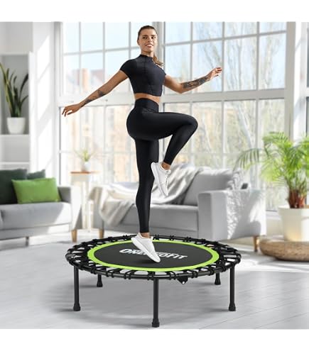 Mini Trampoline Pliable ZCMHAXJ 101,6 Cm - Capacité 200 Kg, Silencieux, Avec Élastiques Et Pieds Caoutchouc, Fitness Intérieur Pour Adultes Et Enfants