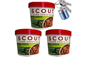 POLOFL Keychain Pill Holder Bundle with SCOUT Chile Jalapeno Crunch Seafood Snacks, 23g Protein, Wild Yellowfin Tuna, Pack of 3