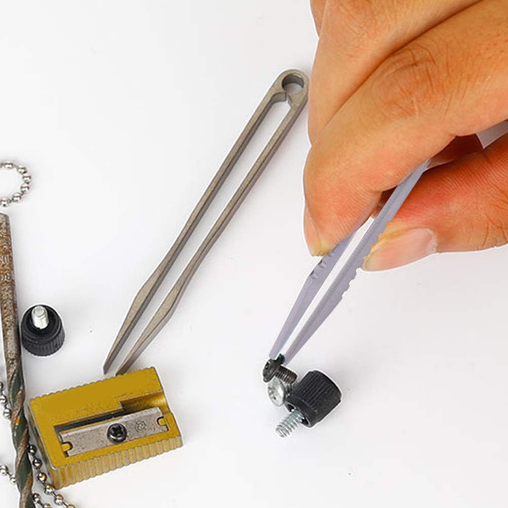 Tweezers Kit, Portable Titanium Alloy Tweezers Outdoor Survival Camping Travel Mini Tool, Grey - Image 4