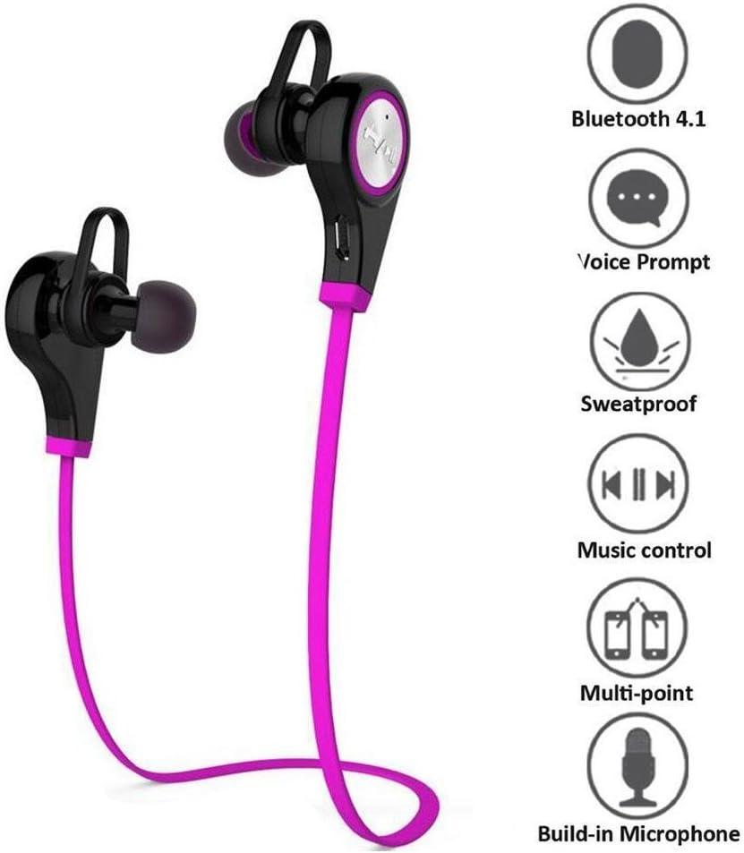 Bluetooth Headphones,Stereo Wireless Bluetooth Earbuds For Sport Running Gym Exercise Sweatproof Noise-Cancelling Hands-free For IPhone 6, 6 Plus And Android (Purple)