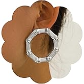 Iaceble Punk Large Bamboo Hoop Earrings Gold Bamboo Circle Earrings Chunky Hoop Stud Earrings Circle Open Earrings Exaggerated Geometric Earrings Jewelry for Women
