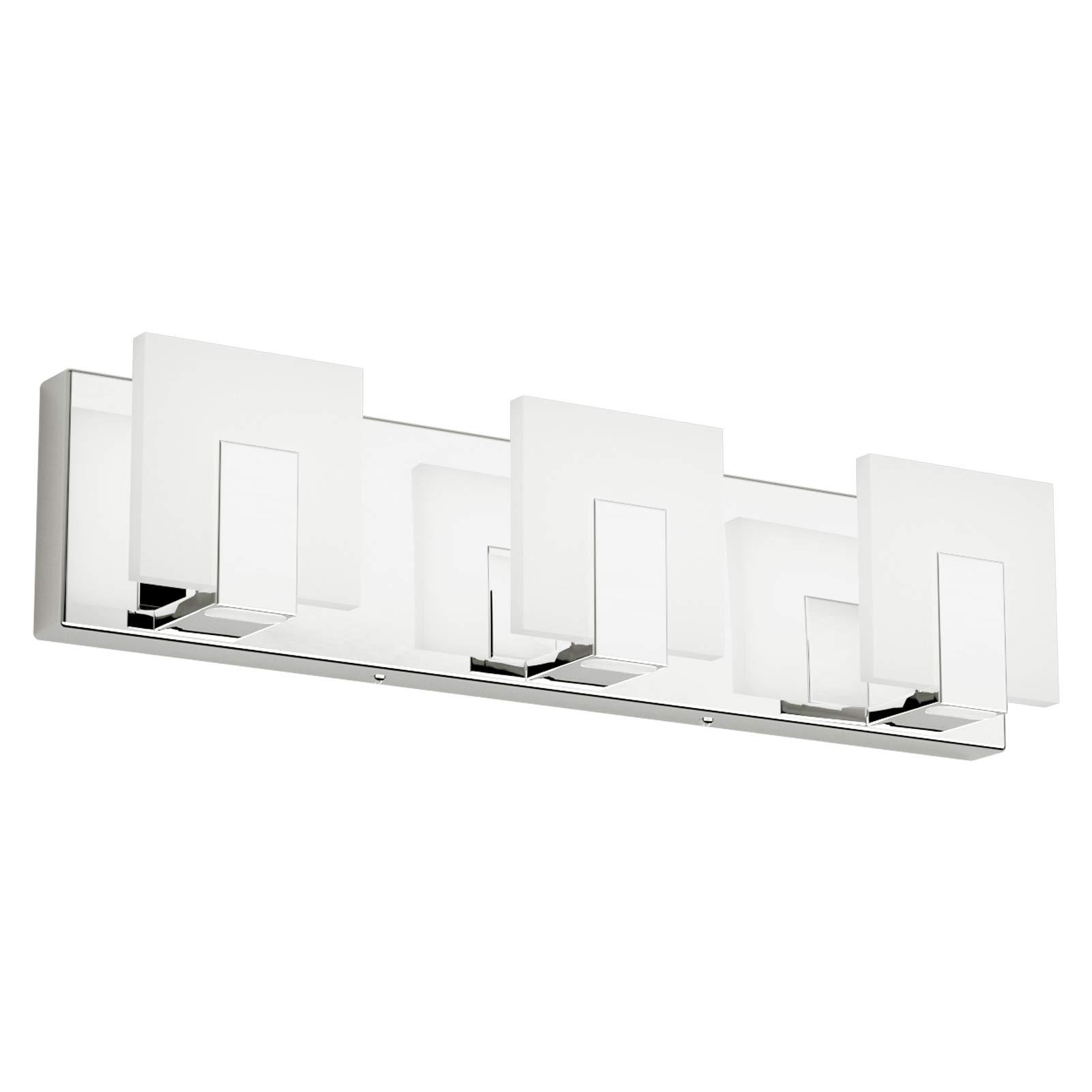 Aipsun 3 Lights Modern LED Vanity Light for Bathroom Frosted White Acrylic Chrome Up and Down Bathroom Wall Light Fixtures Over Mirror(White Light 6000K)
