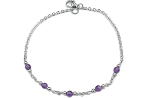 Amethyst Crystal Anklet - Yoga Beaded Ankle Bracelet - Healing Crystal Jewelry - Meditation, Spiritual Gift (9 IN)