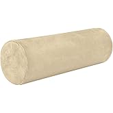 Yuiboo Bolster Pillow for Legs Wheat Beige Memory Foam Neck Roll Pillow for Sleeping 5.5" x 17" Round Pillows for Sleeping Cylinder Body Pillow Lumbar Support