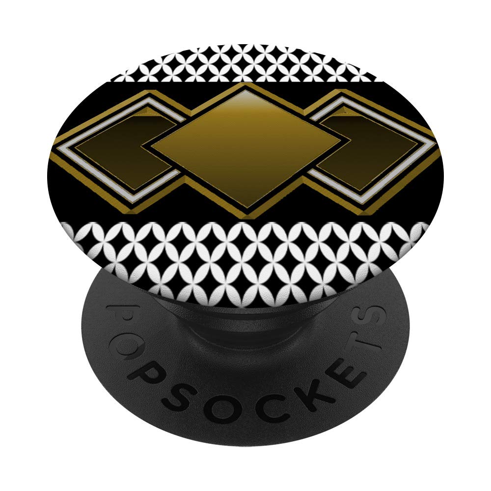 Diamonds White Black Modern Hint Of Gold PopSockets Grip and Stand for Phones and Tablets
