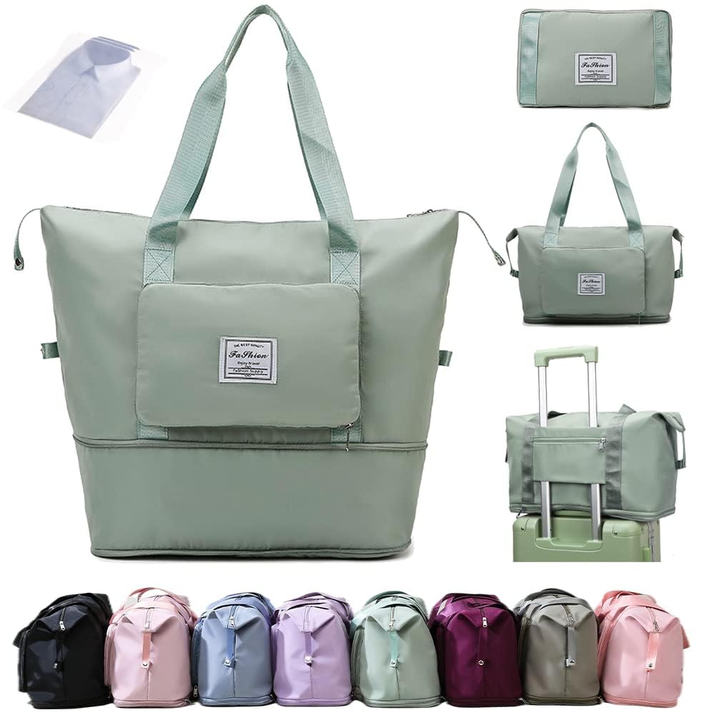 Photo 1 of Ranslen Large Capacity Folding Travel Bag,Expansion Travel Duffel Bag with Dry and Wet Separation Portable Travel Duffel Bag